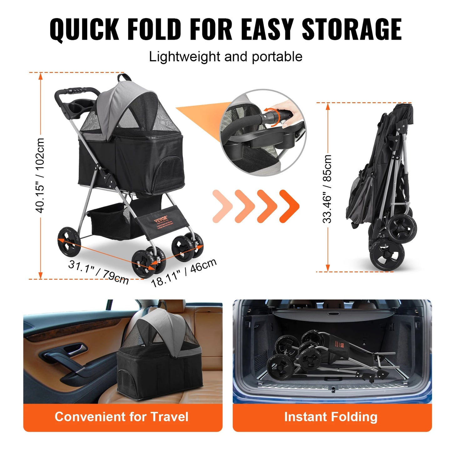 Pet Dog Stroller with Brakes