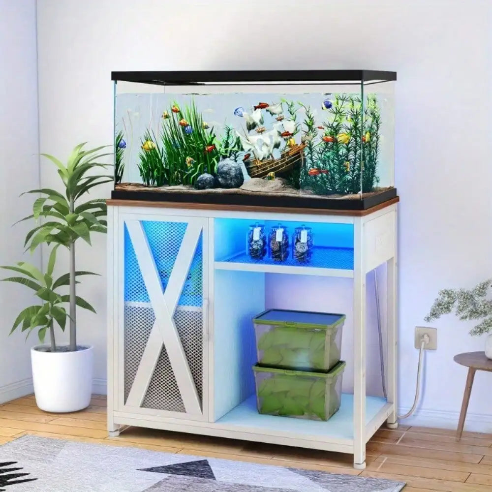 Aquarium Stand Cabinet with Light For Fish Tank