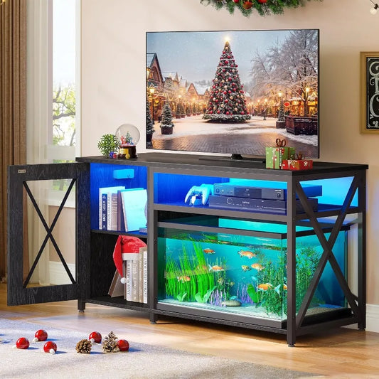 Aquarium Stand with Power Outlets & LED Light