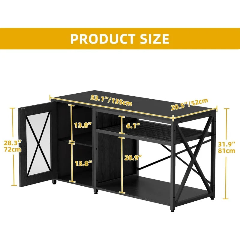 Aquarium Stand with Power Outlets & LED Light