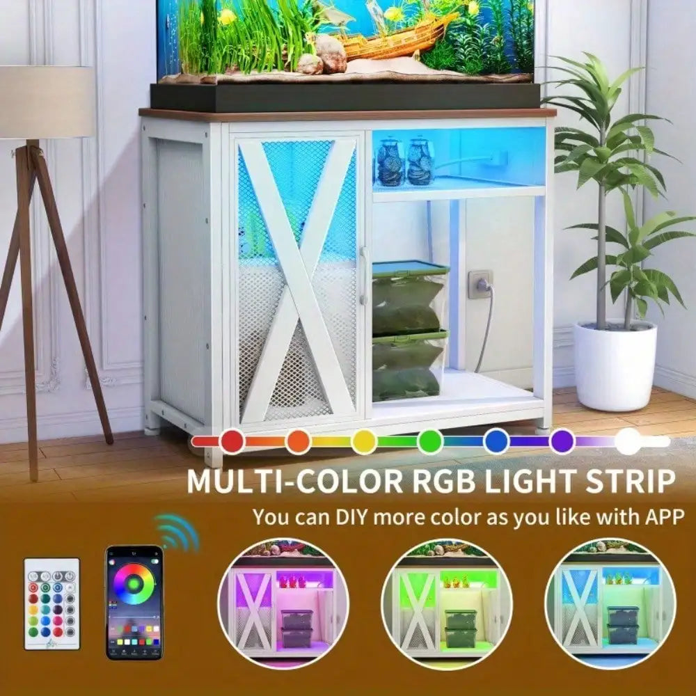 Aquarium Stand Cabinet with Light For Fish Tank